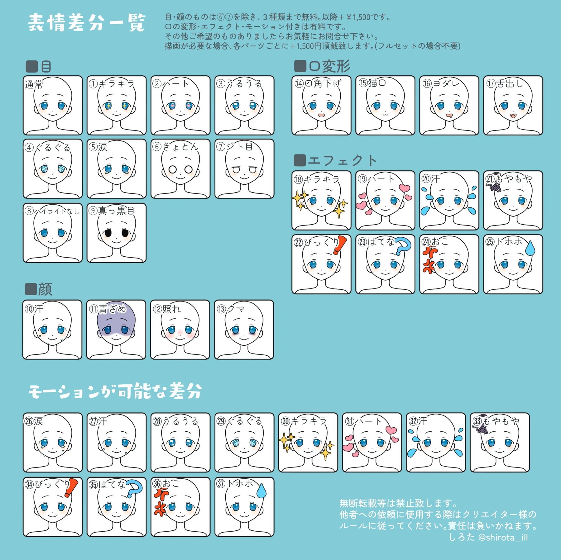 表情差分一覧 1