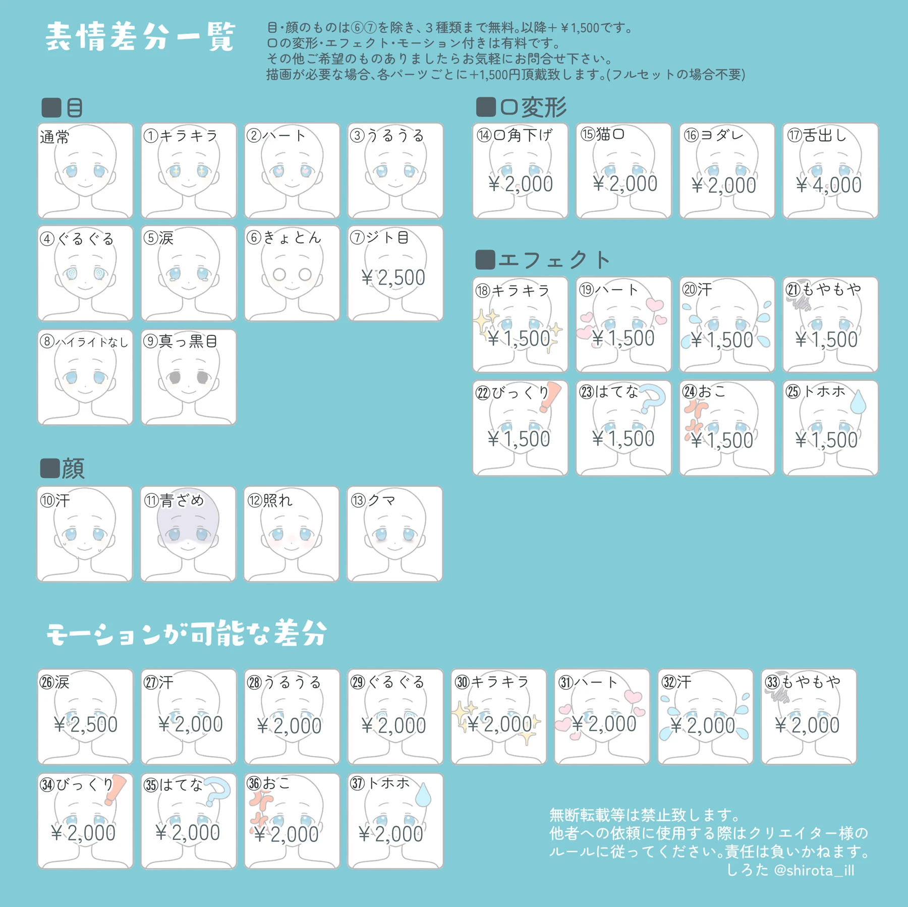 表情差分一覧 2